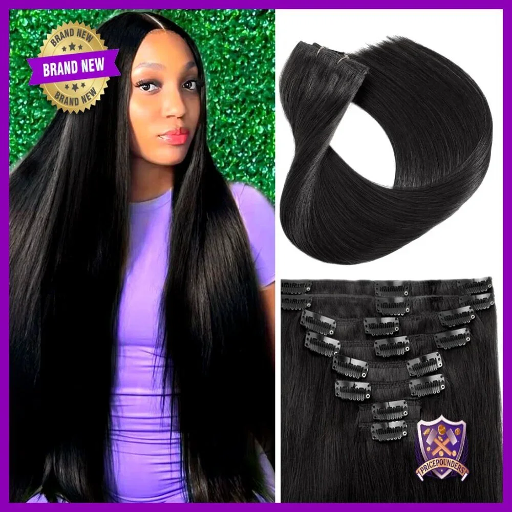 18 Inch Clip In Human Hair Extensions 8 Pieces 70g Brazilian Virgin Remy